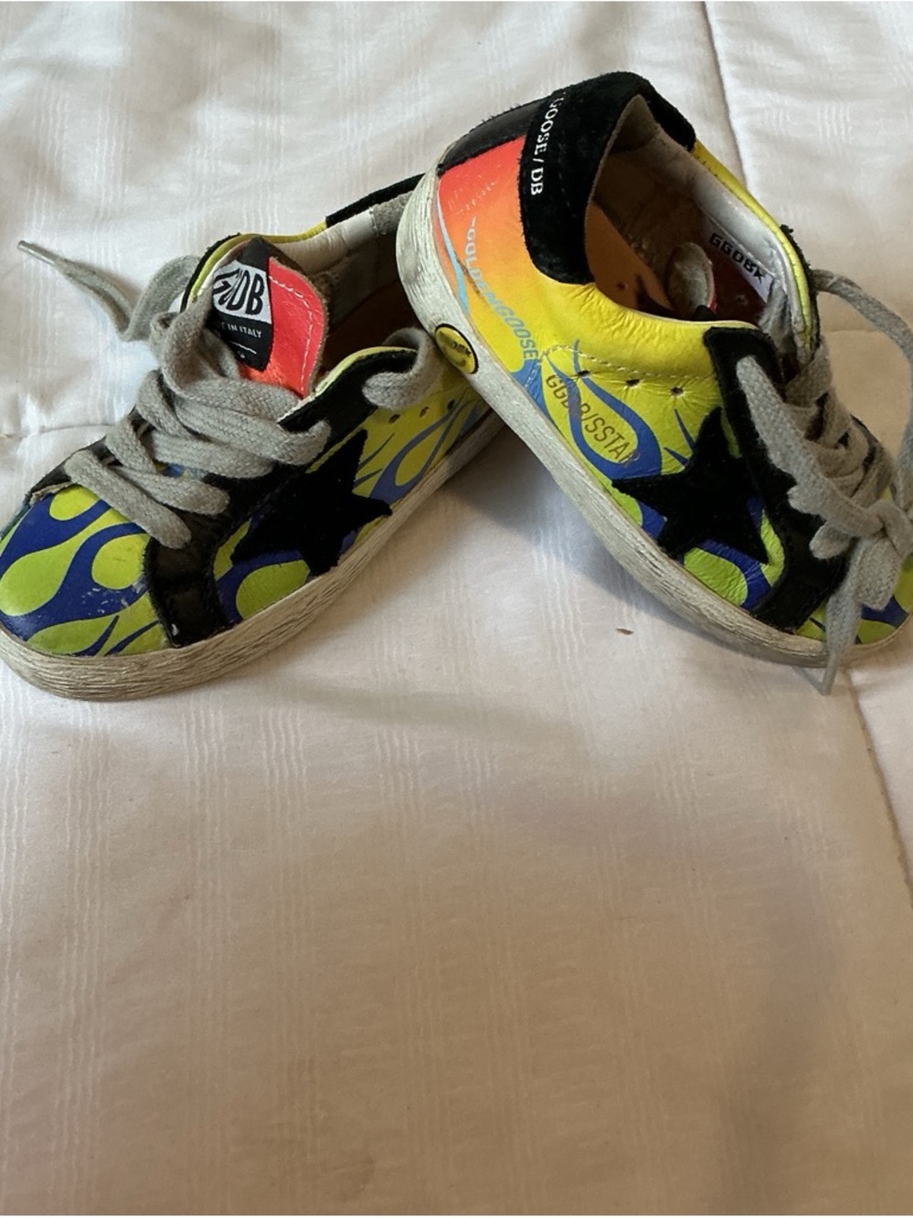 Golden Goose Kids Star Sneakers in Yellow, Blue and Black